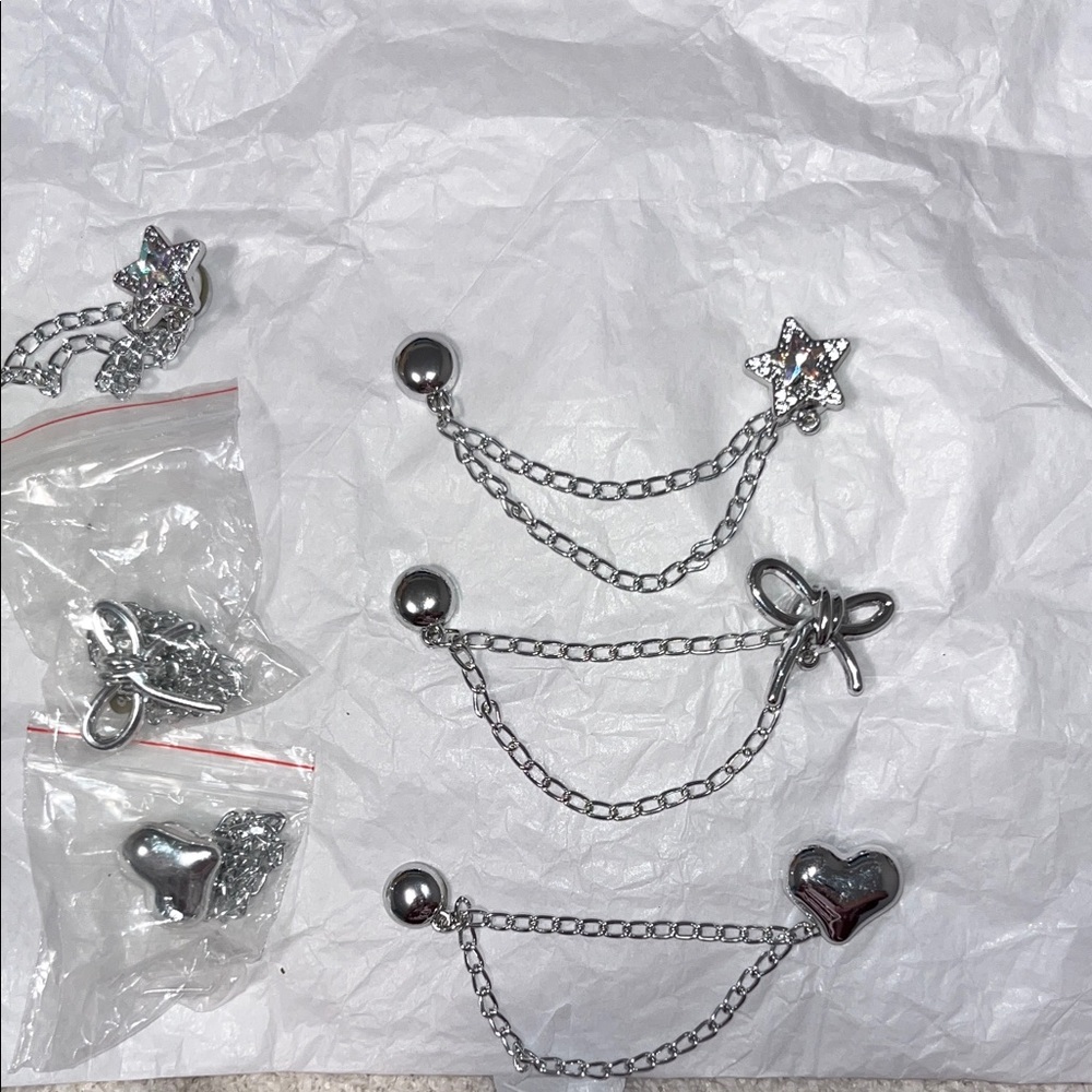 Silver Heart , Bow ,Star pants cuffers - Picture 2 of 4